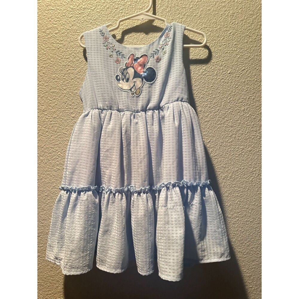 Disney Junior Minnie Mouse Blue Pleated Waterfall Dress Size 4T